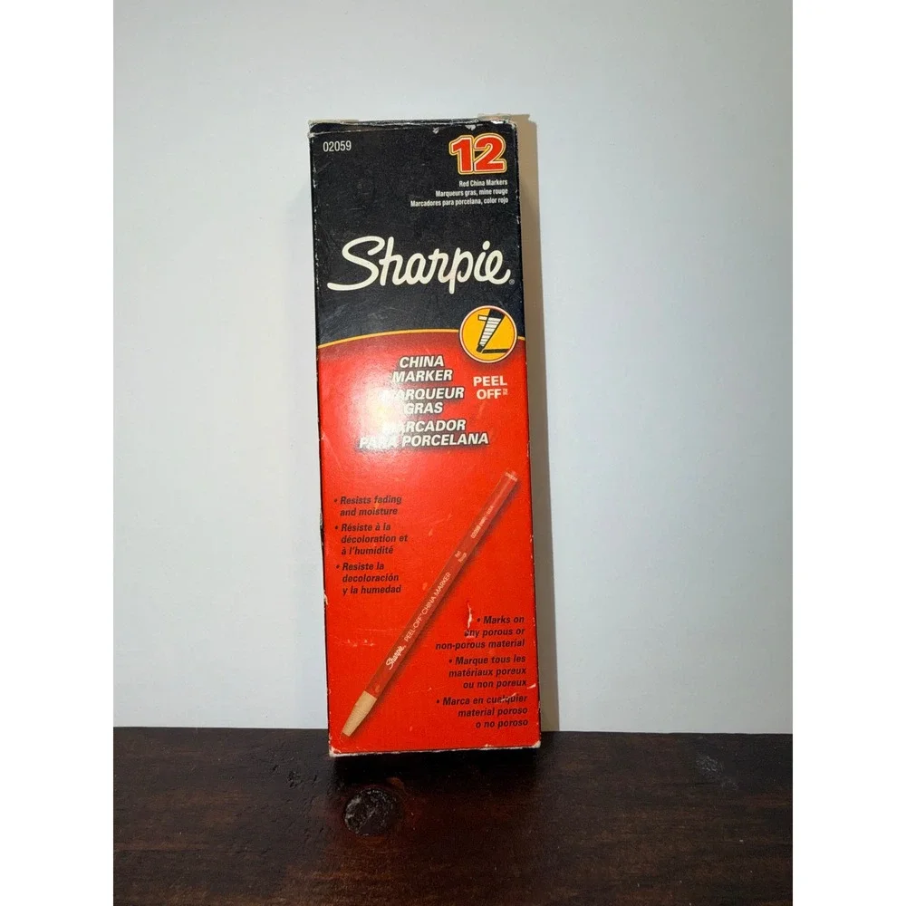Sharpie 02059 Peel-Off China Marker Grease Pencils Red‎ 10 Count Box USA Made